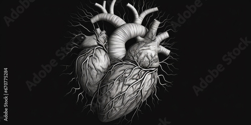 Detailed illustration of human heart  photo