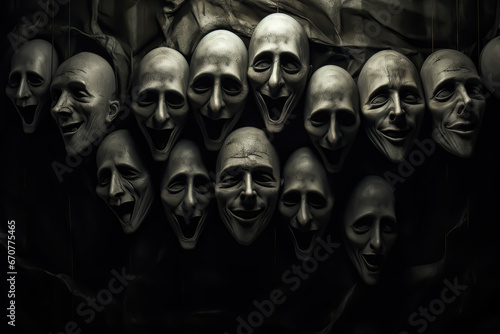 Distorted creepy faces. photo