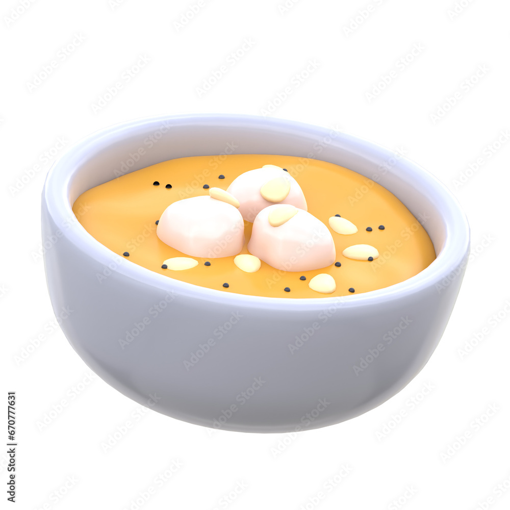 3d icon Hobakjuk, 3d illustration, 3d element, 3d rendering. 3d icon Hobakjuk, 3d illustration, 3d element, 3d rendering.