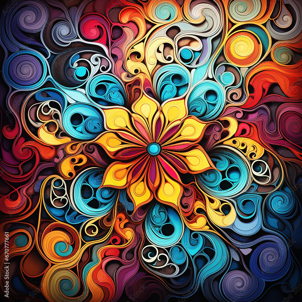 Psychedelic fractal patterns in bright colors. Psychedelic fractal patterns in bright colors.