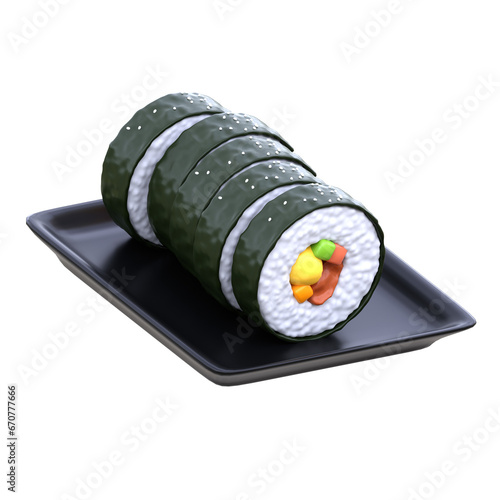 3d icon Kimbab, 3d illustration, 3d element, 3d rendering. photo