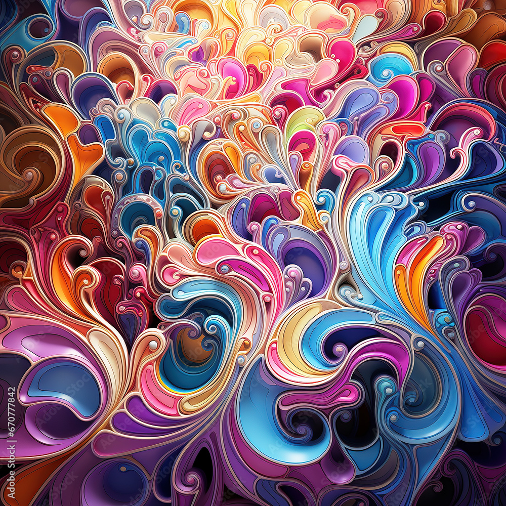 Psychedelic fractal patterns in bright colors. Psychedelic fractal patterns in bright colors.