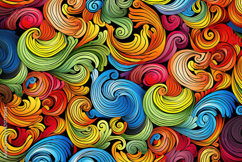 Psychedelic fractal patterns in bright colors.