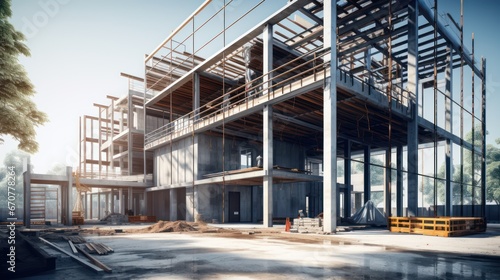 modern concrete and steel building construction site © Terablete