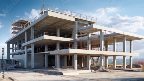modern concrete and steel building construction site © Terablete
