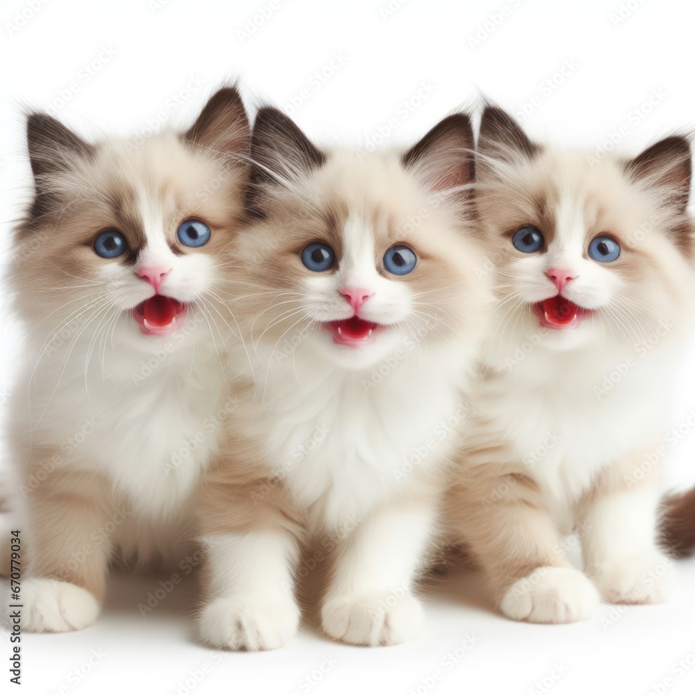 cute and adorable fluffy ragdoll kittens on white background generative ai cute and adorable fluffy ragdoll kittens on white background generative ai