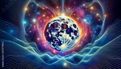 spiritual moon dance in cosmic abyss, generative ai