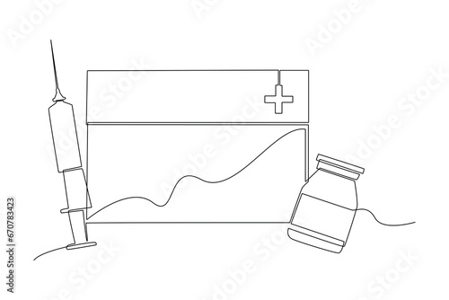 Continuous one line drawing Charity, support and donation concept. Doodle vector illustration. photo