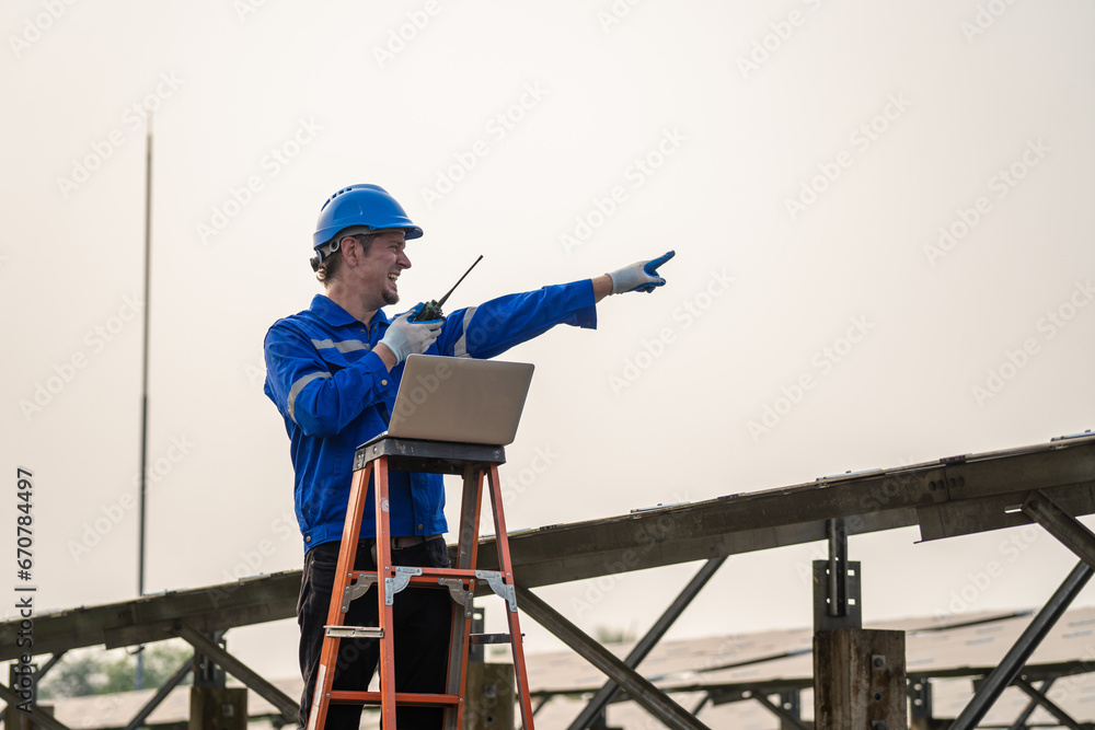Professional engineer work to maintenance of photovoltaic panel system. Professional engineer work to maintenance of photovoltaic panel system.
