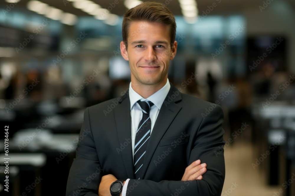 Male sales manager. Top professions concept. Portrait with selective focus and copy space
