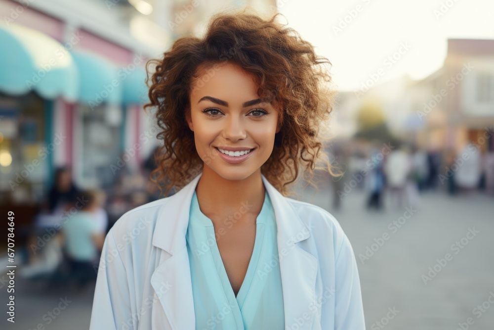 Woman doctor or physician. Portrait with selective focus and copy space Woman doctor or physician. Portrait with selective focus and copy space