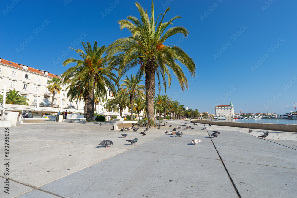Riva promenade and skyline of Diocletian palace in Split. Croatia Riva promenade and skyline of Diocletian palace in Split. Croatia