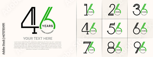 set of anniversary logotype black and green color for special celebration event