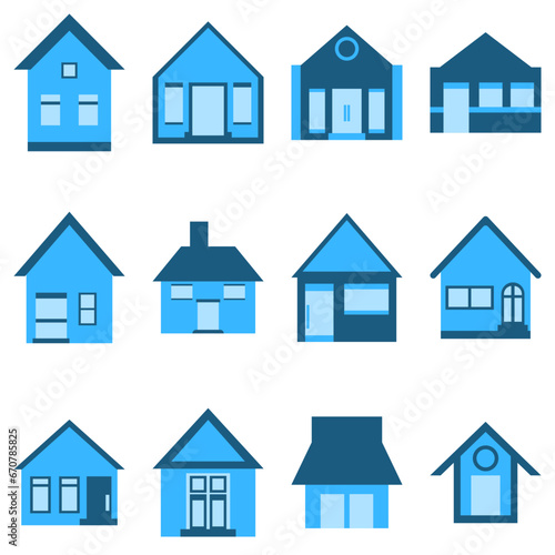 Simple house icon set. building flat style vector © Gifa_Art