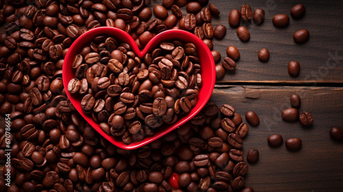 coffee beans in heart shape HD 8K wallpaper Stock Photographic Image  © AA