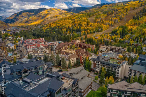 Aerial View of Vail, Colorado during Autumn