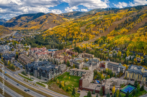 Aerial View of Vail, Colorado during Autumn