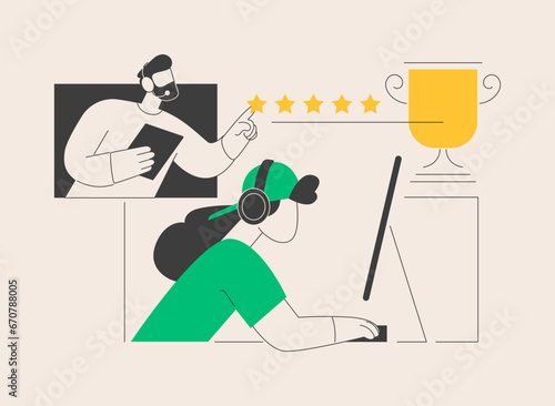 Esports player training abstract concept vector illustration.