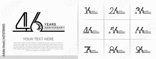 set of anniversary logotype black color with ornament for special celebration event
