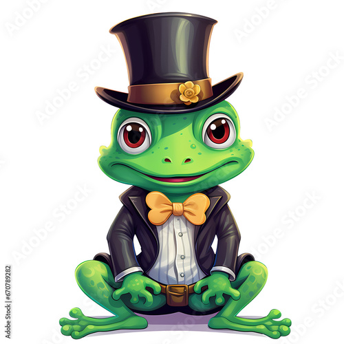 Cute St Patrick Frog Clipart Illustration