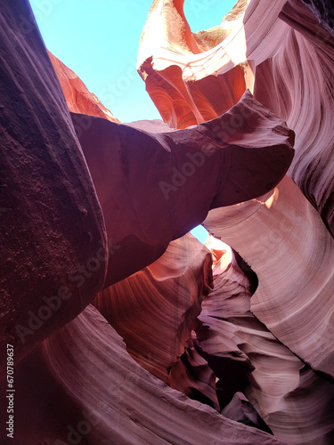 Antelope Canyon in Arizona USA. Colored canyon walls.