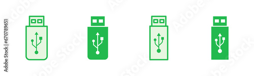 Usb icon set. Flash disk icon vector