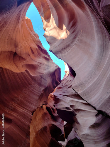 Antelope Canyon in Arizona USA. Colored canyon walls.