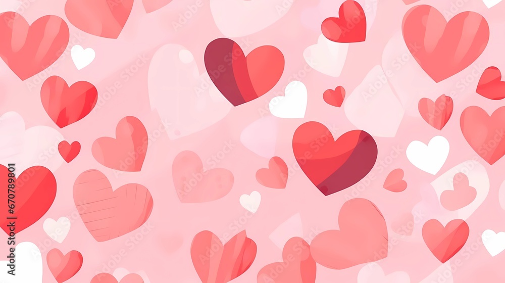Red, pink, and white hearts pattern cute valentine's day background