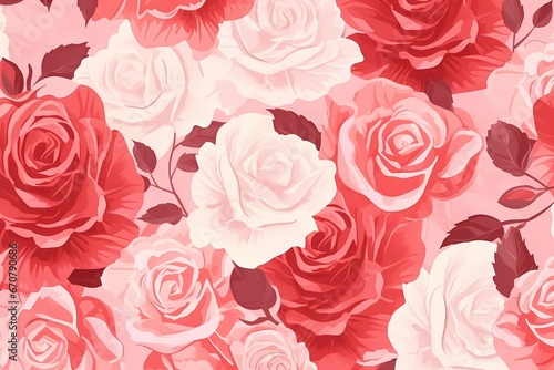 Red, pink, and white roses pattern cute valentine's day background