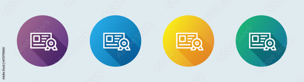 License line icon in flat design style. Badge signs vector illustration. License line icon in flat design style. Badge signs vector illustration.