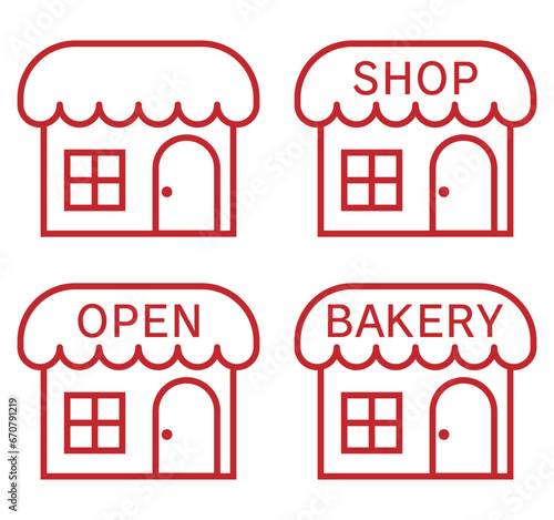 お店のアイコンセット 赤