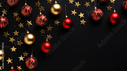 christmas balls on black background