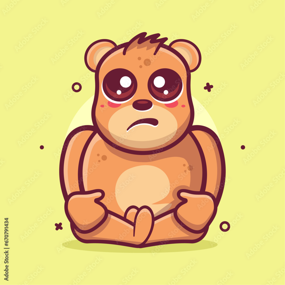 kawaii bear animal character mascot with sad expression isolated cartoon in flat style design kawaii bear animal character mascot with sad expression isolated cartoon in flat style design