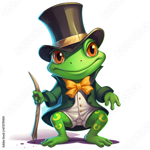 Cute St Patrick Frog Clipart Illustration