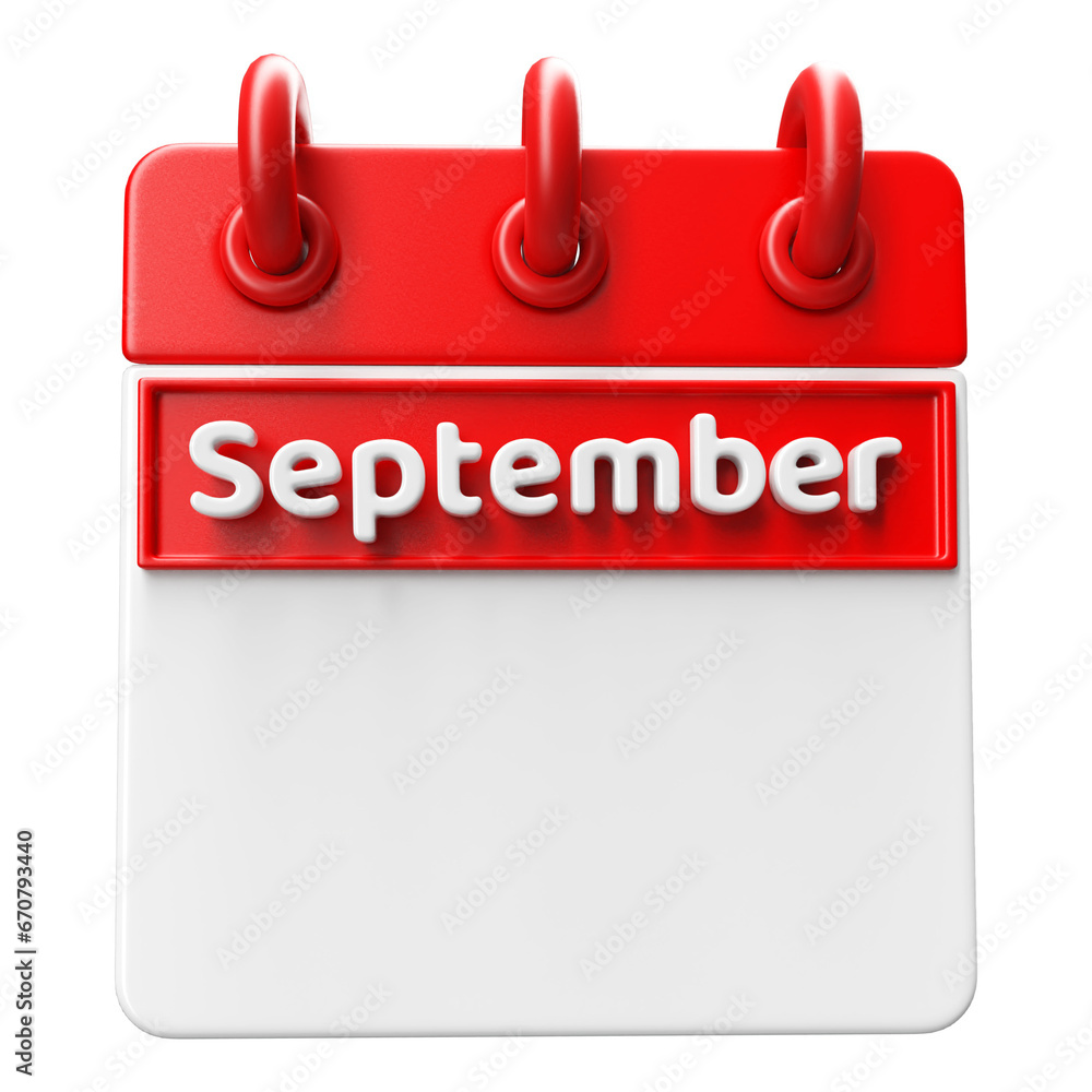Empty Calendar September 3D Render Empty Calendar September 3D Render