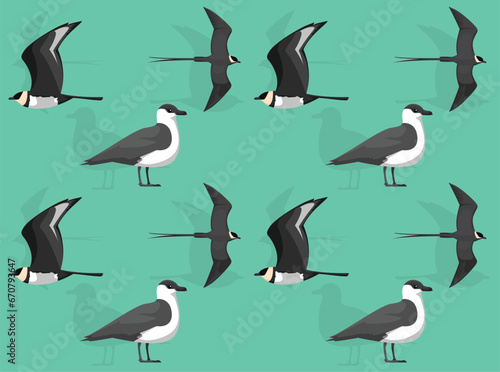 Bird Skua Jaeger Cartoon Cute Seamless Wallpaper Background