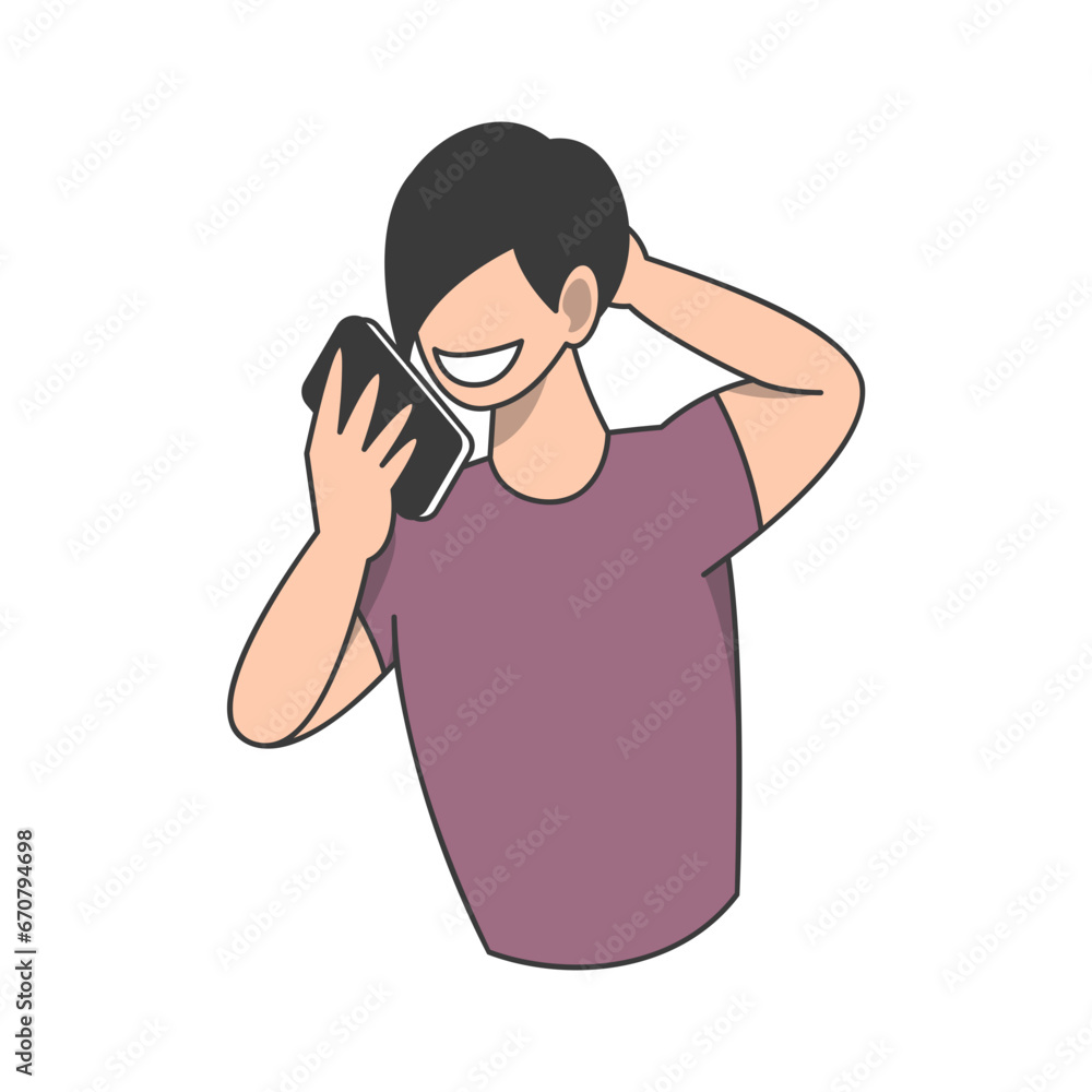 Illustration of Faceless Male Character doing some Awkward Video Call