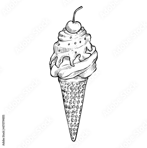 ice cream cone handdrawn illustration 