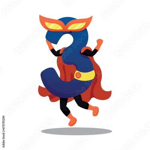 Figure Three in superhero costume on white background