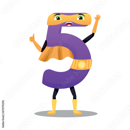 Figure Five in superhero costume on white background