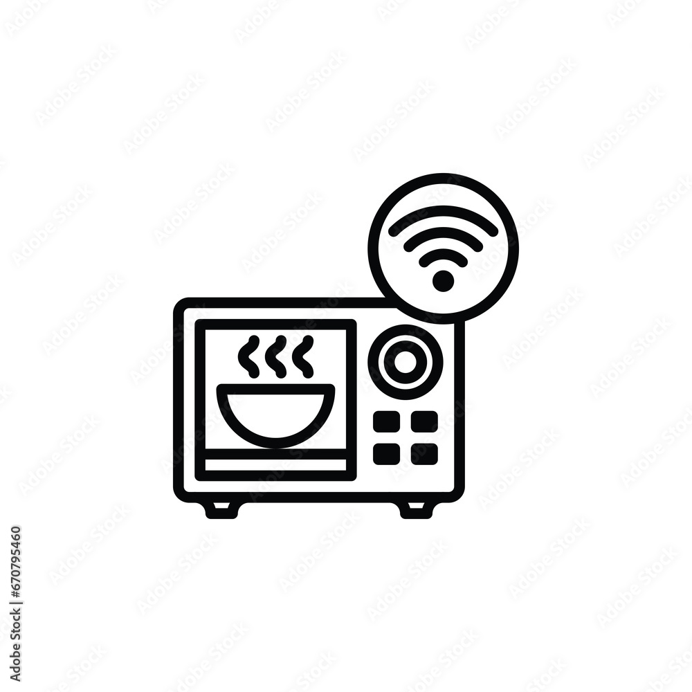 Microwave wifi outline icon. Vector illustration. The isolated icon suits the web, infographics, interfaces, and apps.v Microwave wifi outline icon. Vector illustration. The isolated icon suits the web, infographics, interfaces, and apps.v