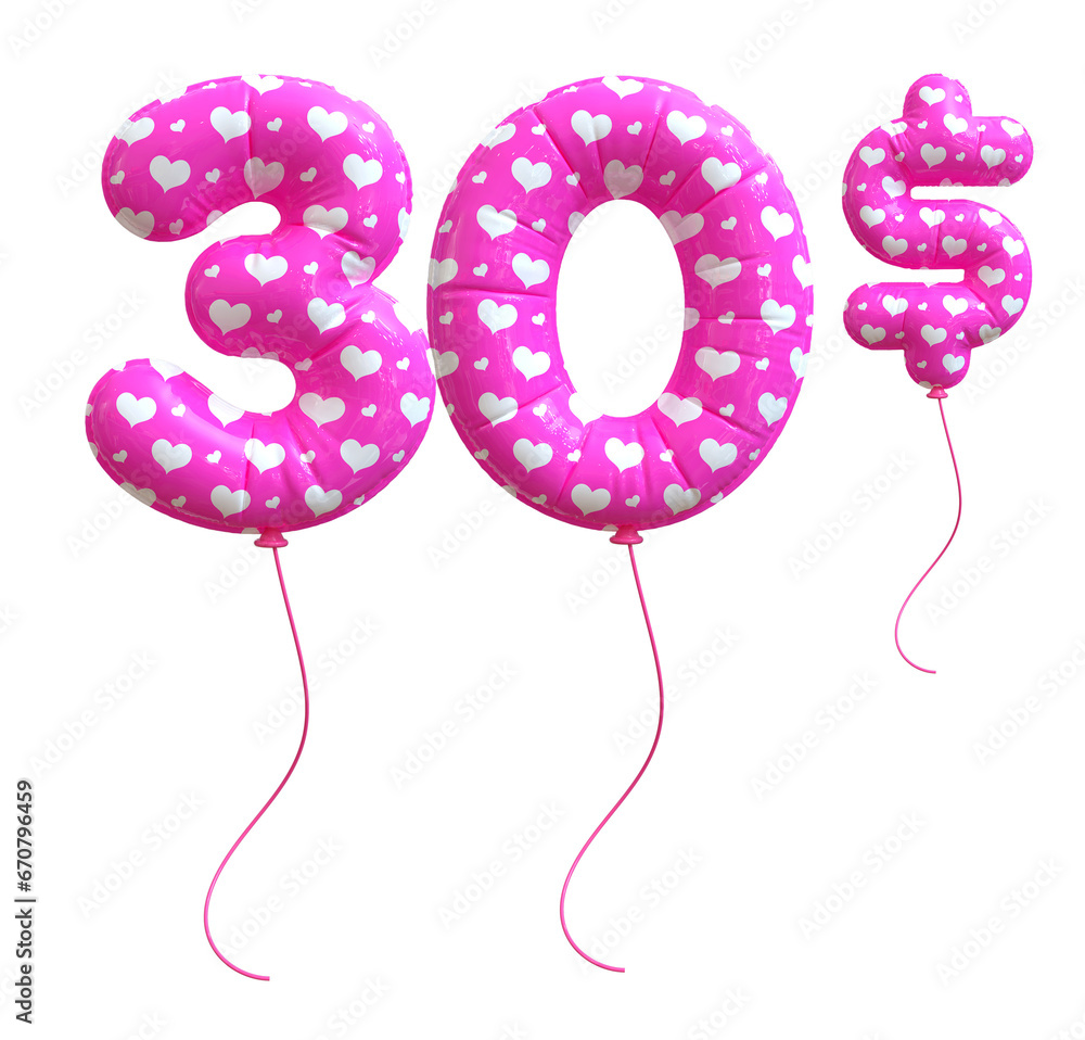 30 Dollar Pink Balloon Number 