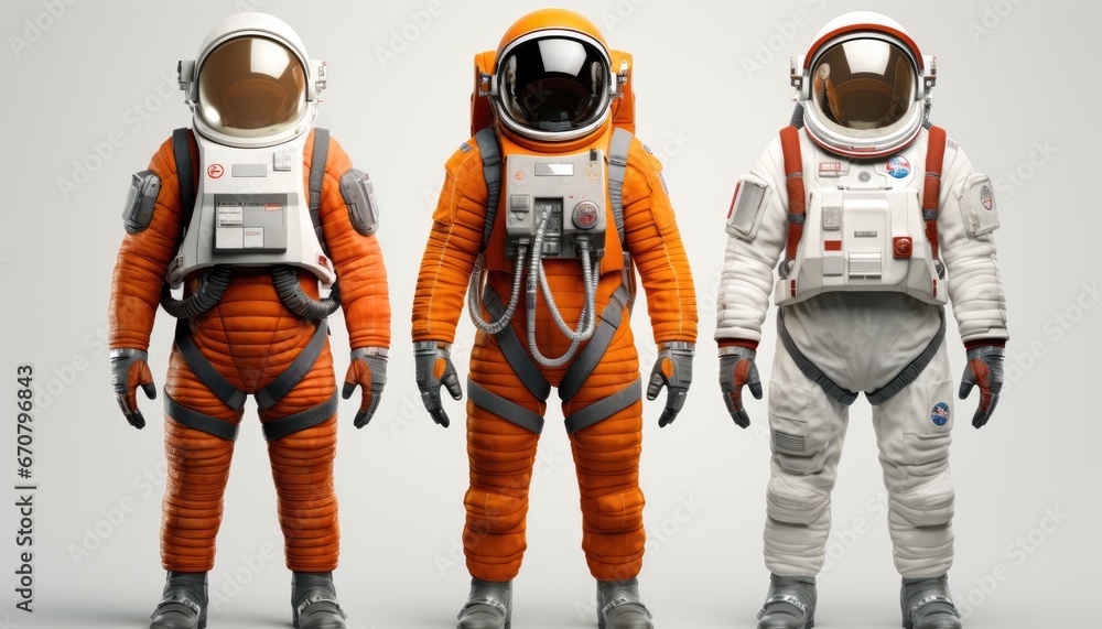 illustration of three astronaut suits in different styles illustration of three astronaut suits in different styles