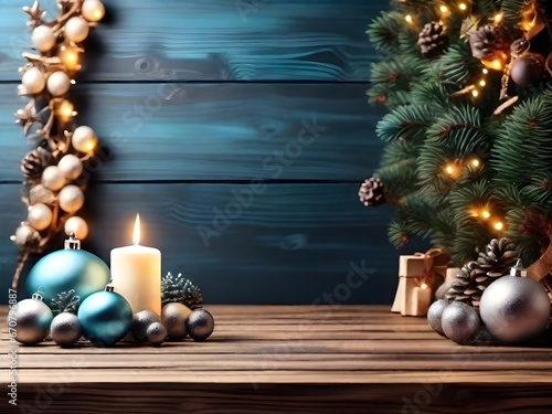 Obraz na płótnie Christmas wish background with decorations and candles w salonie
