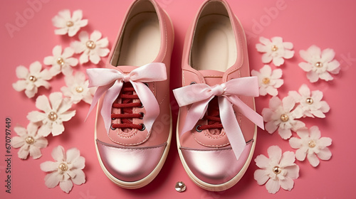 pair of pink shoes HD 8K wallpaper Stock Photographic Image 