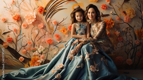 A Beautiful Chinesse Lady And Her Cute Daughter