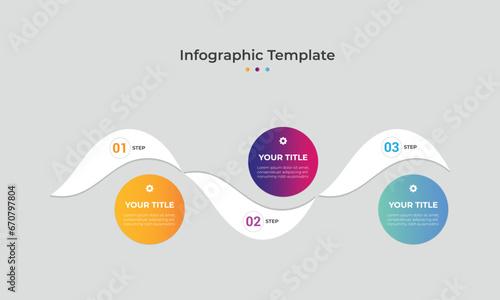 Presentation business infographic template vector. Modern presentation template with 3 spets for business process. photo