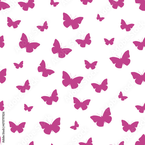 Butterflies Rose Violet Color seamless pattern. Trendy color print 2024.