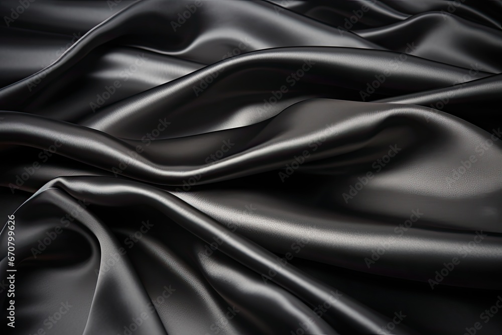Lustrous Gray Black Satin Fabric Texture for a Luxurious Touch