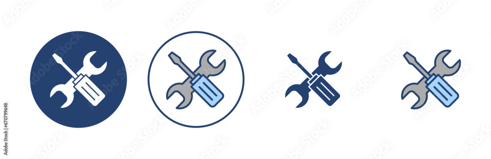 Repair tools icon vector. tool sign and symbol. setting icon. Wrench and screwdriver. Service Repair tools icon vector. tool sign and symbol. setting icon. Wrench and screwdriver. Service